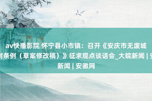 av快播影院 怀宁县小市镇：召开《安庆市无废城市建树条例（草案修改稿）》征求观点谈话会_大皖新闻 | 安徽网