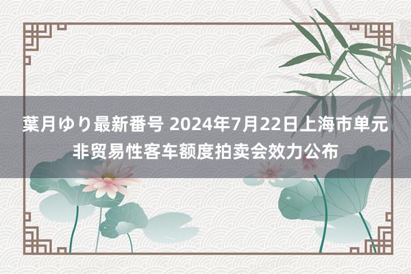 葉月ゆり最新番号 2024年7月22日上海市单元非贸易性客车额度拍卖会效力公布