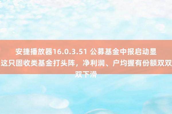 安捷播放器16.0.3.51 公募基金中报启动显露，这只固收类基金打头阵，净利润、户均握有份额双双下滑