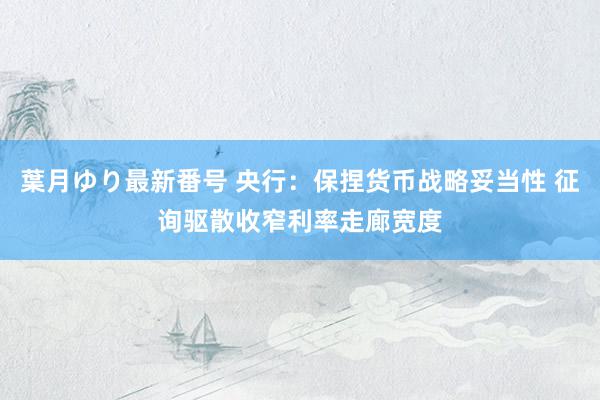 葉月ゆり最新番号 央行：保捏货币战略妥当性 征询驱散收窄利率走廊宽度