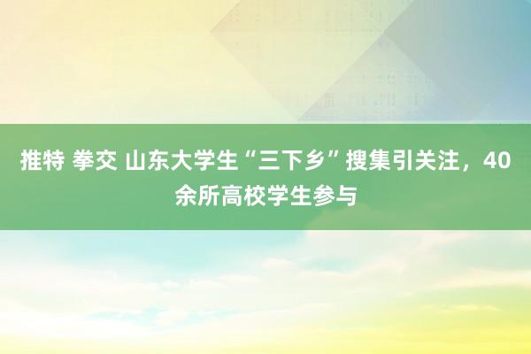 推特 拳交 山东大学生“三下乡”搜集引关注，40余所高校学生参与