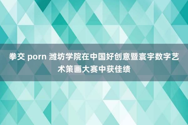 拳交 porn 潍坊学院在中国好创意暨寰宇数字艺术策画大赛中获佳绩